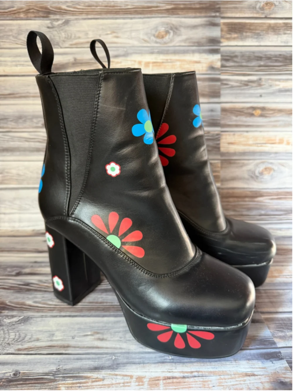 Lamoda dolls kill ever bloom black floral platform pull on boots women’s 9